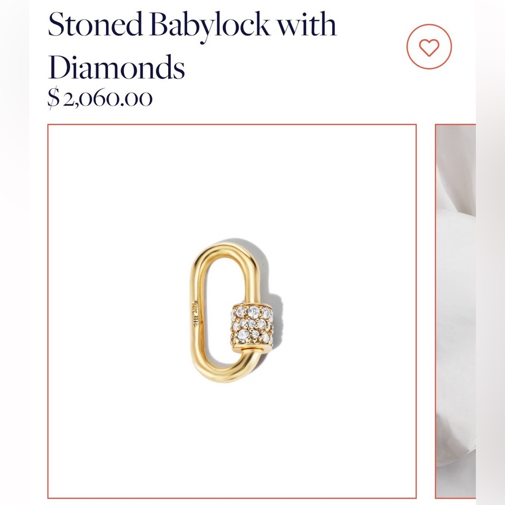 Marla Aaron Stoned Babylock with Diamonds & 16” Square Link Chain in Gold